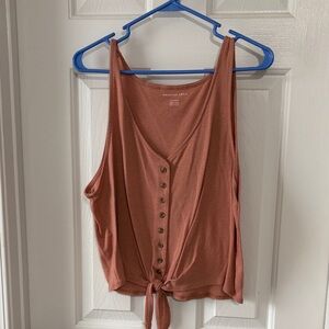 American Eagle Outfitters Women's Terracotta Button Tank Top